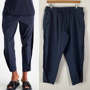 PASKHO Sanctuary Pants Cropped Pleated Stretch Tech Travel Lightweight Navy M